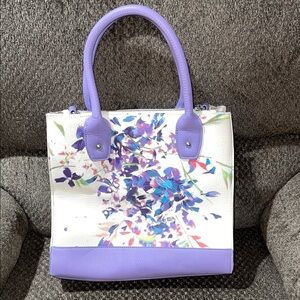 Charming Charlie Purple and White Floral Tote